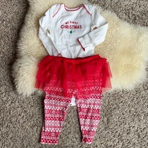 EUC My 1st Christmas Carter’s girl set tulle 12 mo